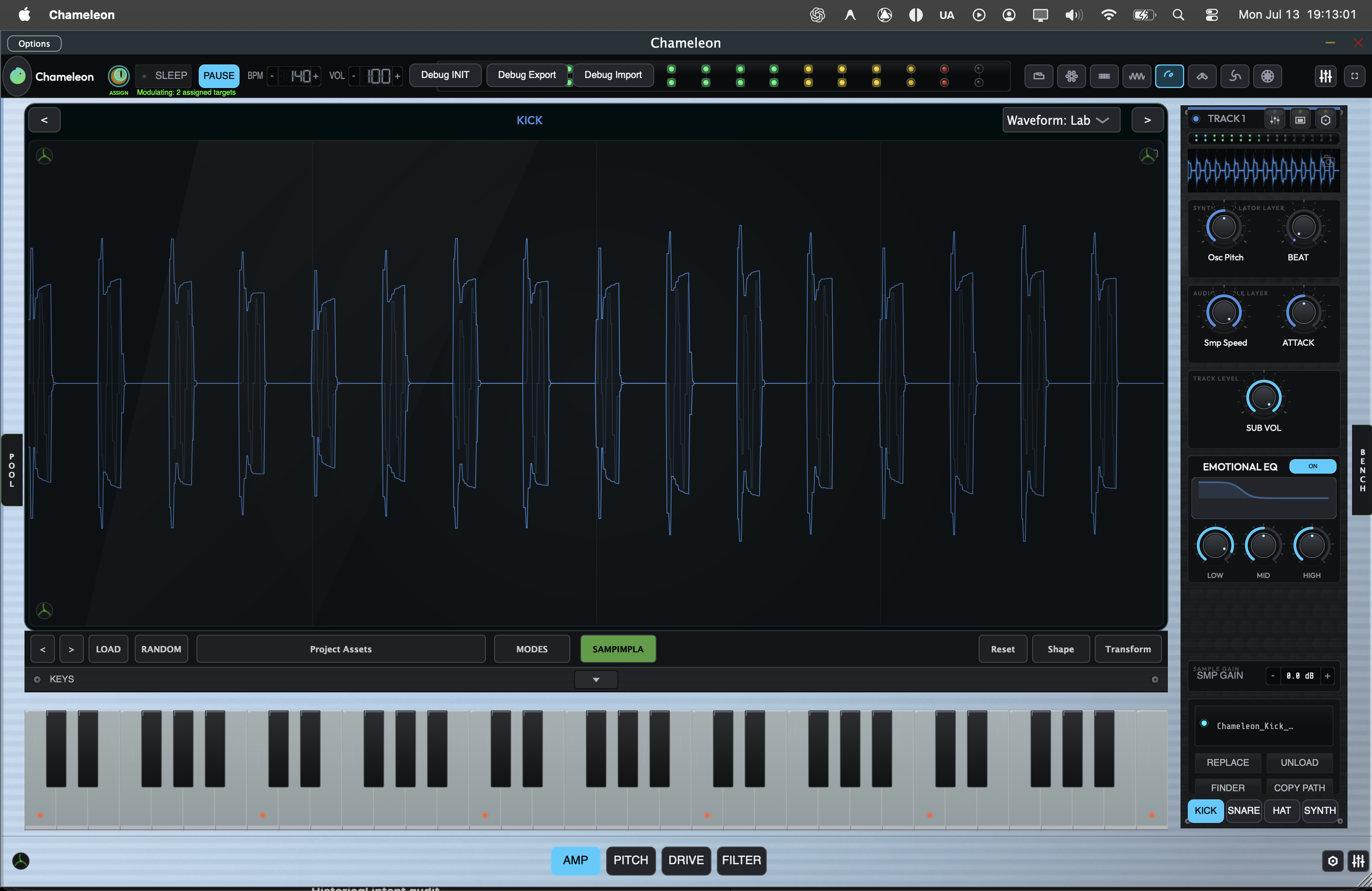 Emotional Intelligence EQ rack module running inside Chameleon
